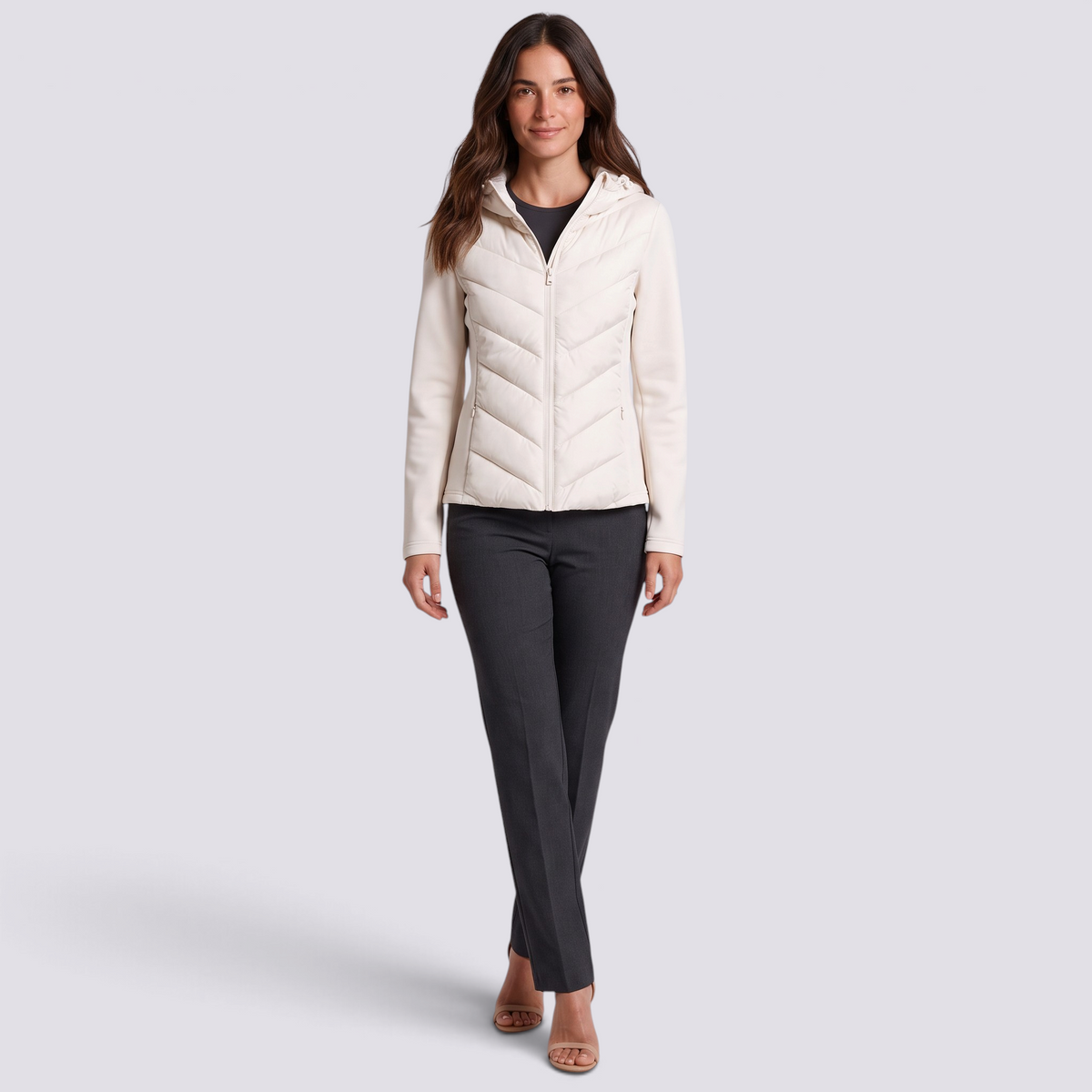 Chaqueta Acolchada Entallada de Mujer con Capucha