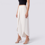 Pantalón pierna ancha mujer cruzado con abertura, Blanco, vista lateral