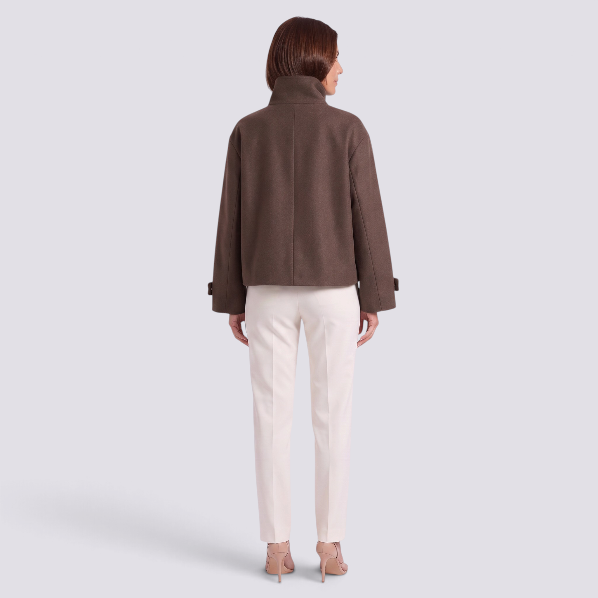 Chaqueta Mujer Cuello Alto con Botones