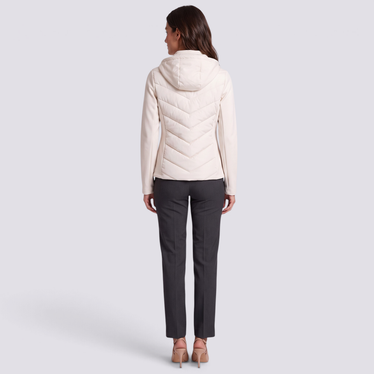 Chaqueta Acolchada Entallada de Mujer con Capucha