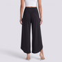 Pantalón pierna ancha mujer cruzado con abertura, Negro, vista trasera