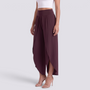 Pantalón pierna ancha mujer cruzado con abertura, Burdeos, vista lateral