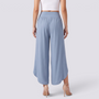 Pantalón pierna ancha mujer cruzado con abertura, Azul Claro, vista trasera