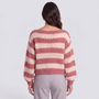 Jersey mujer rayas anchas cuello barco en rosa y crema, vista trasera