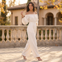 Mono Palazzo Mujer Escote Bardot - Blanco - Lifestyle