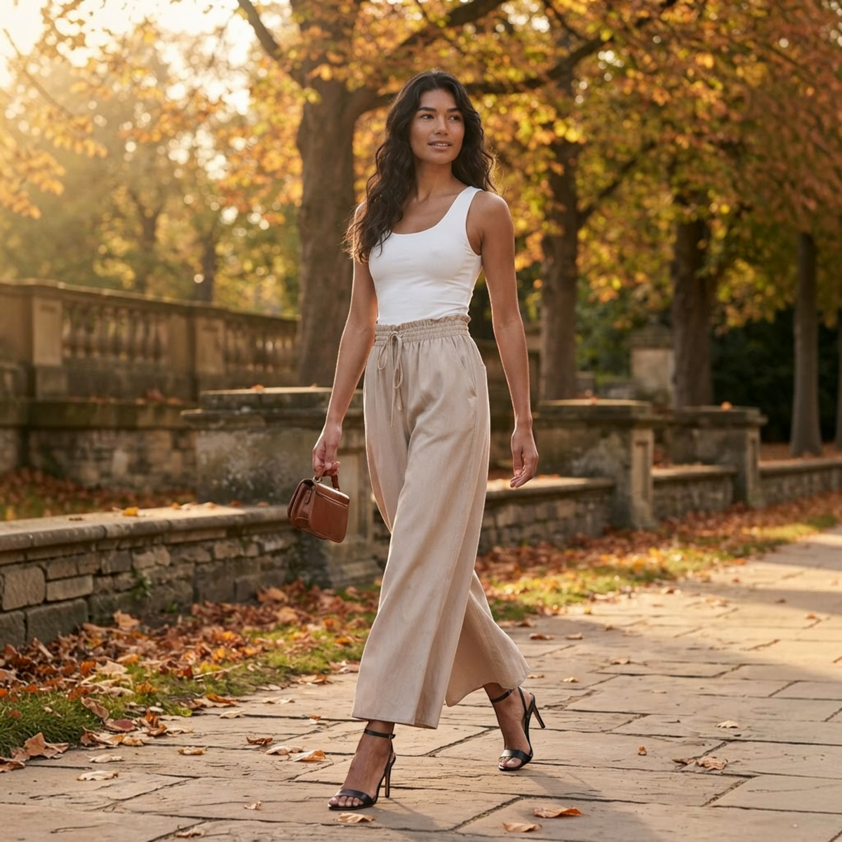 Pantalón Culotte Mujer Cintura Fruncida - Lifestyle