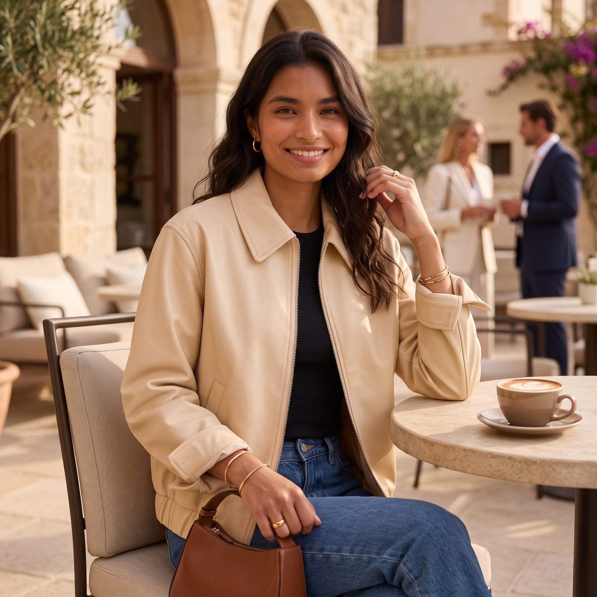 Chaqueta Mujer Larga Efecto Piel Oversize Cuero