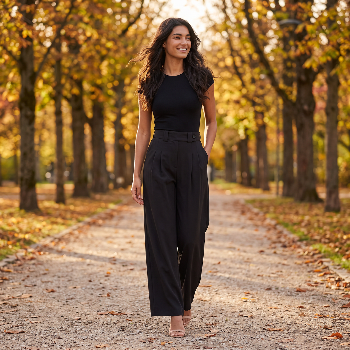 Pantalón Sastre Mujer Cintura Alta - Estilo de vida otoño