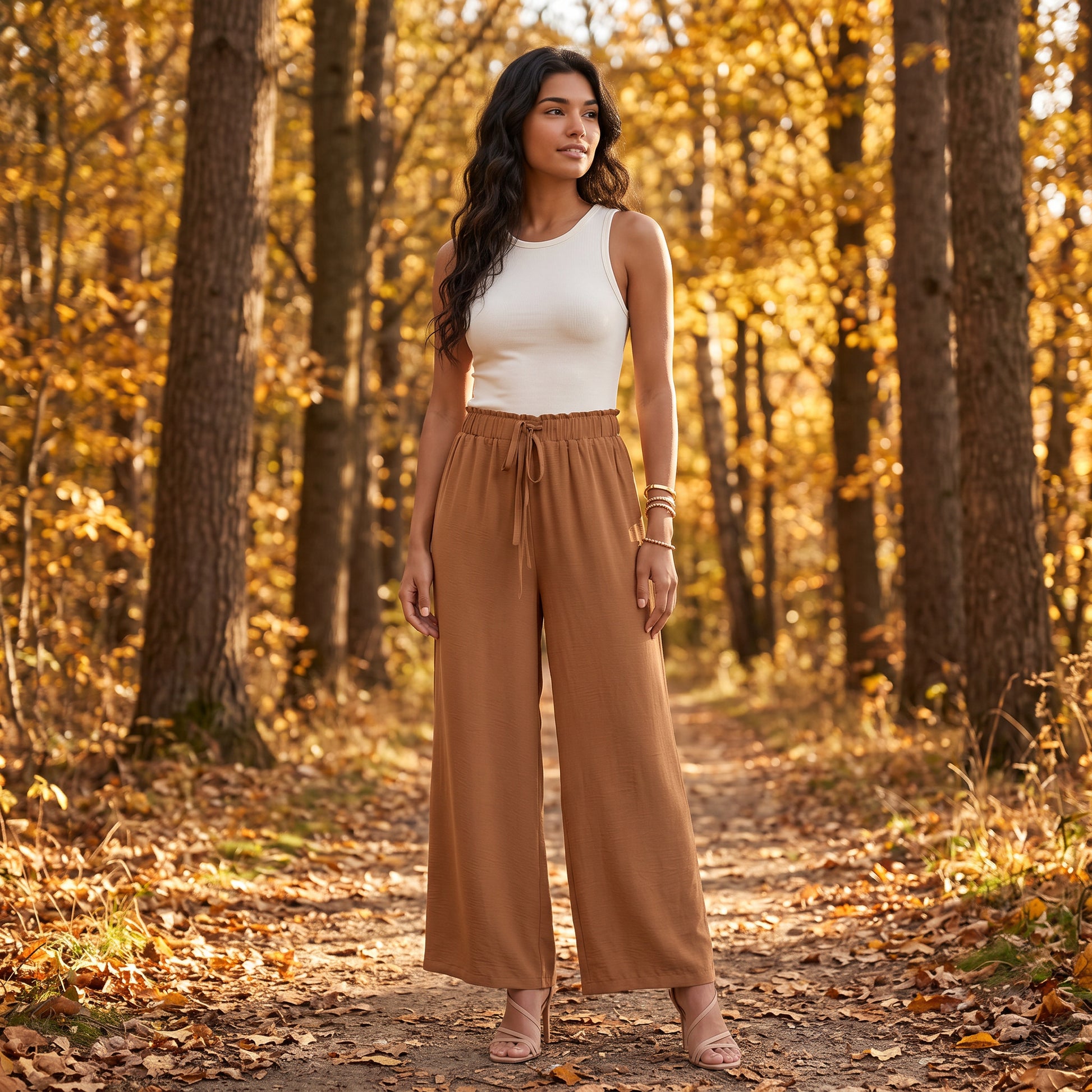 Pantalón Ancho Mujer Cintura Elástica