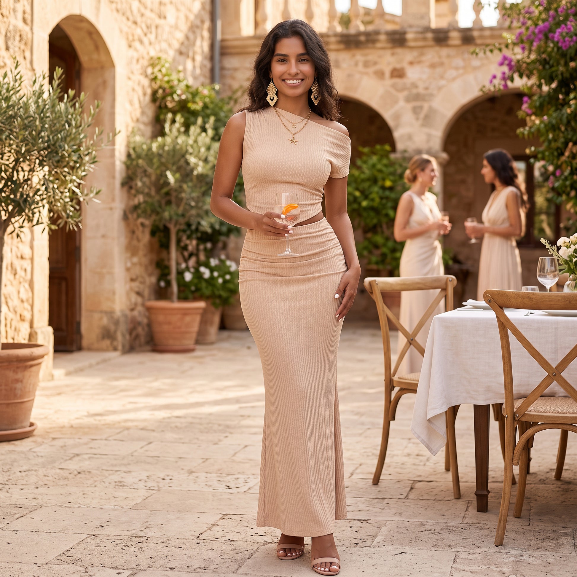 Conjunto Mujer Dos Piezas Elegante Un Hombro Falda Sirena