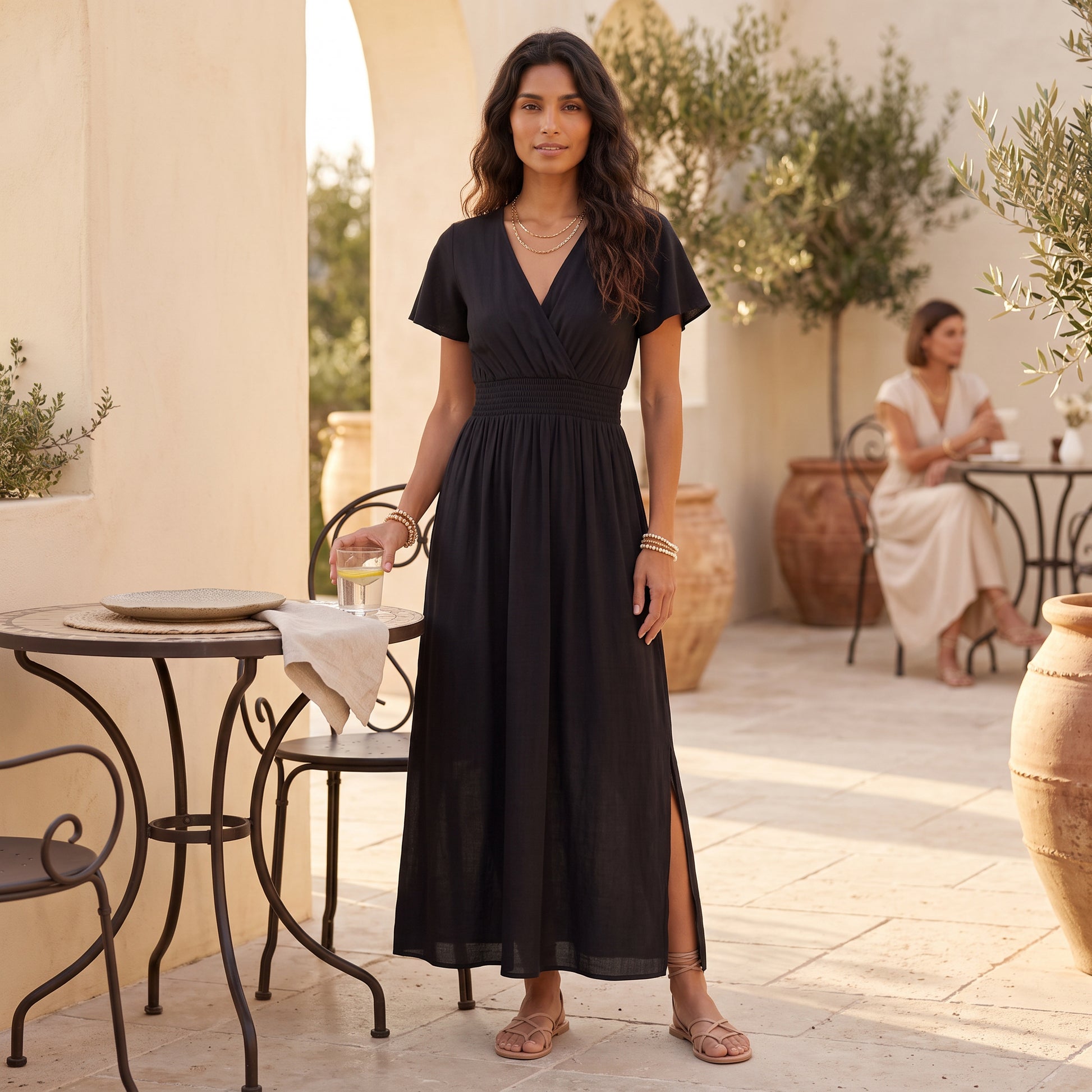 Vestido Largo Mujer Verano Elegante Manga Corta