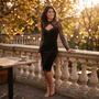 Vestido tubo midi mujer negro con encaje - estilo de vida