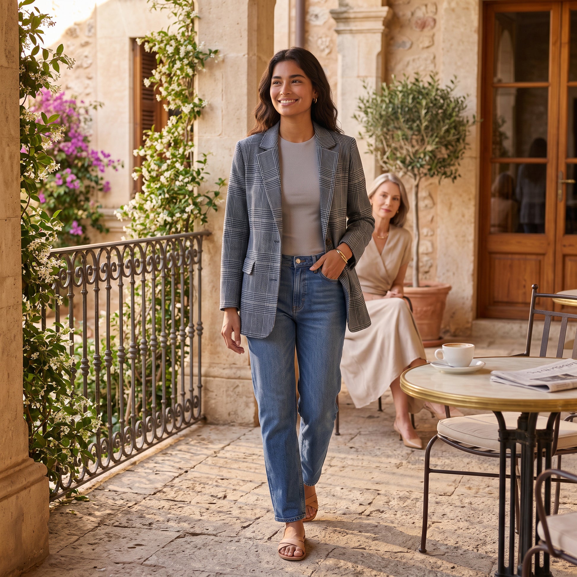 Blazer Mujer Pata de Gallo Oversize