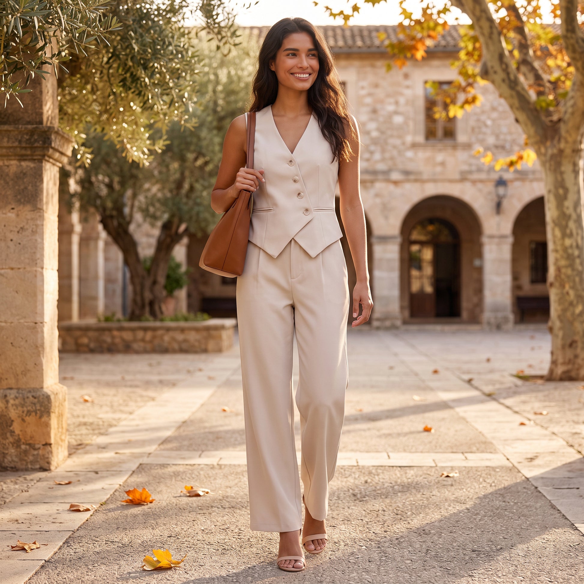 Conjunto Chaleco Pantalón Mujer Recto