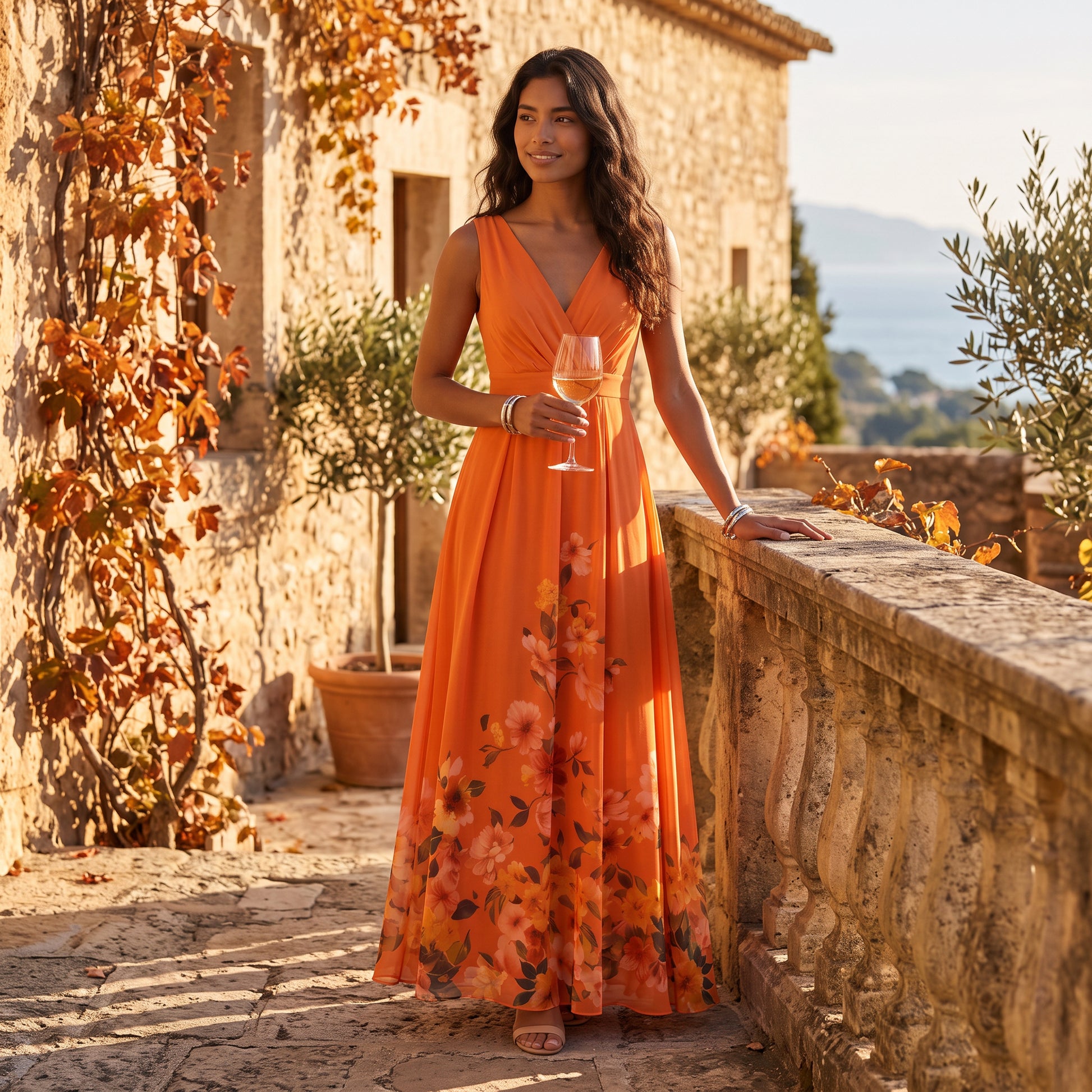 Vestido Largo de Fiesta Mujer Escote V