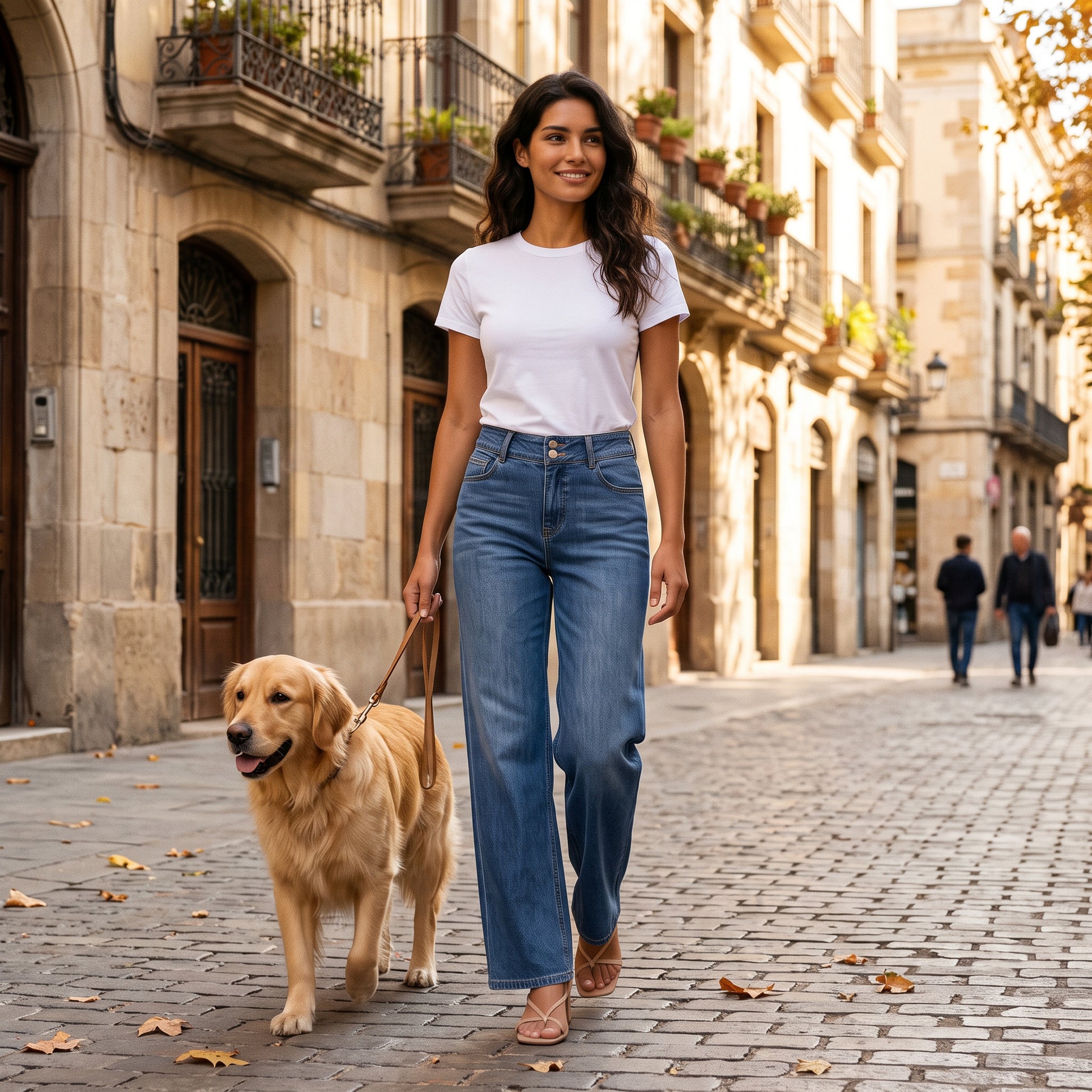 Pantalón Vaquero Mujer Tiro Alto Elástico
