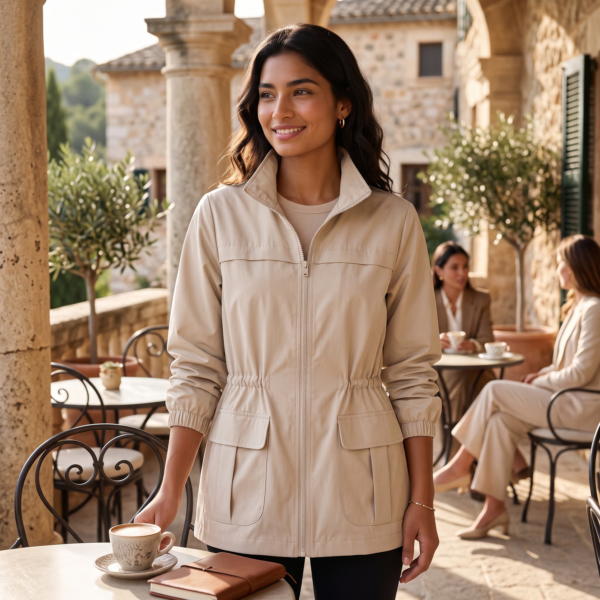 Gabardina Mujer Entallada Elegante Cuello Alto