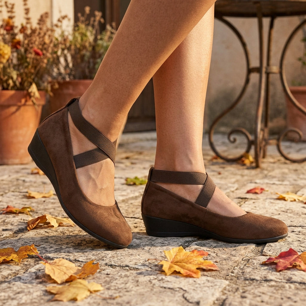 Zapatos Cuña Mujer Punta Fina Tiras Cruzadas