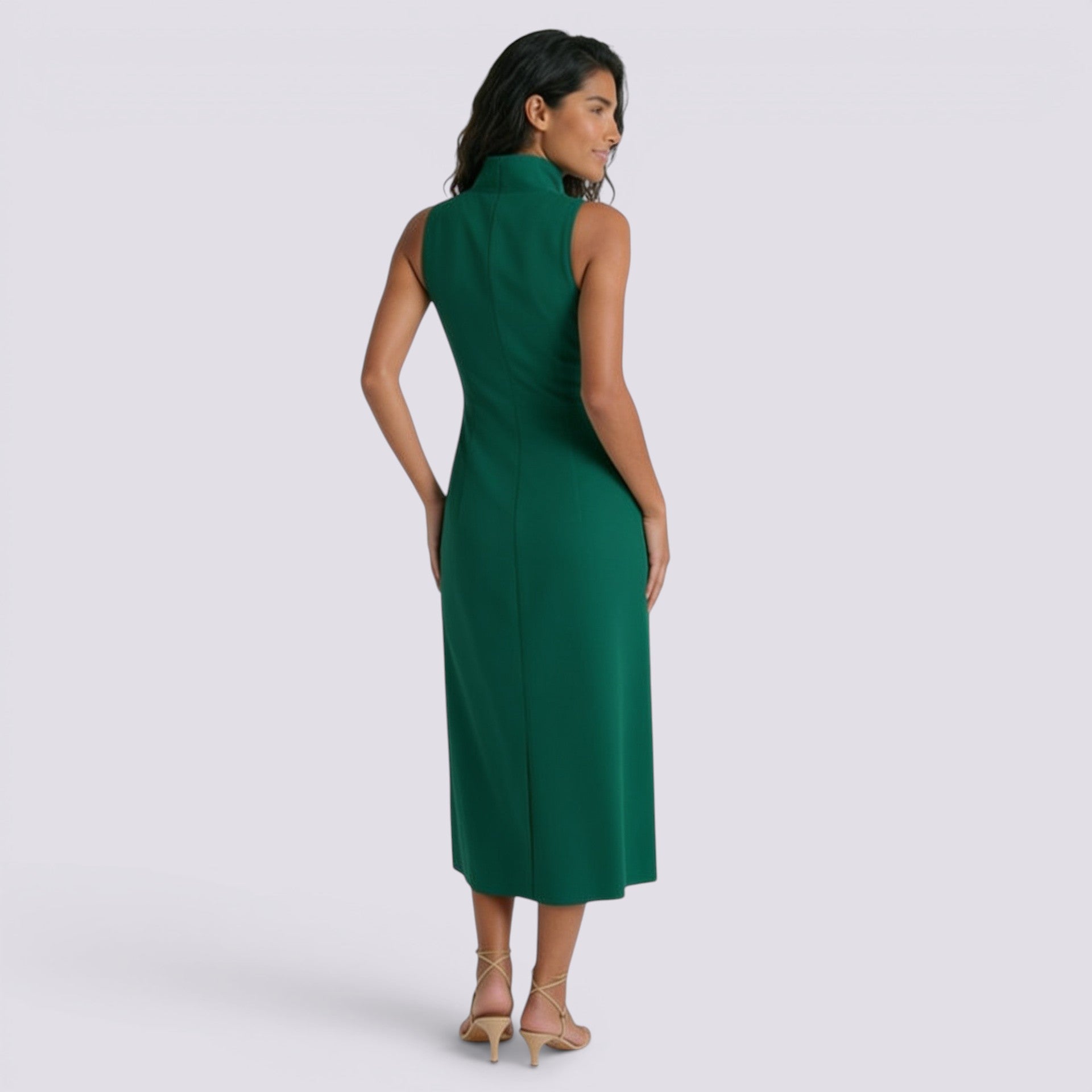 Vestido Cuello Mao Mujer Liso Casual