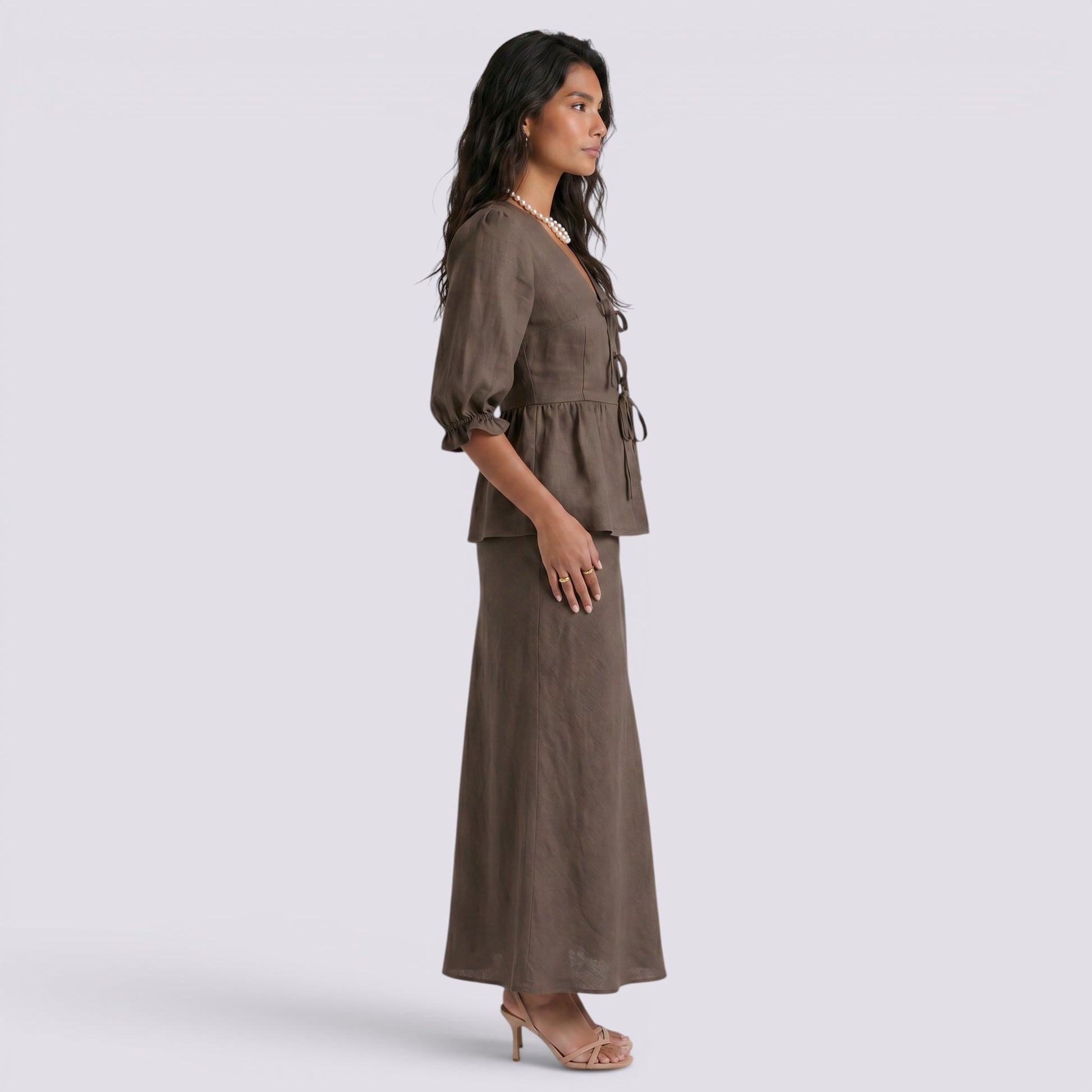 Conjunto Top Cruzado Manga Globo Mujer
