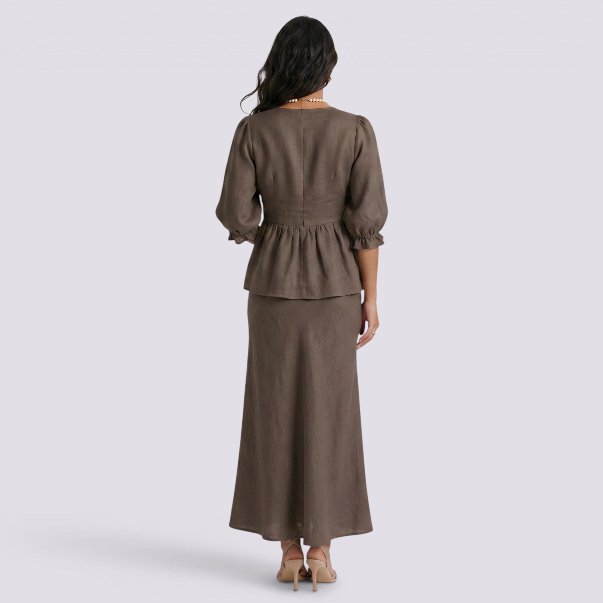 Conjunto Top Cruzado Manga Globo Mujer