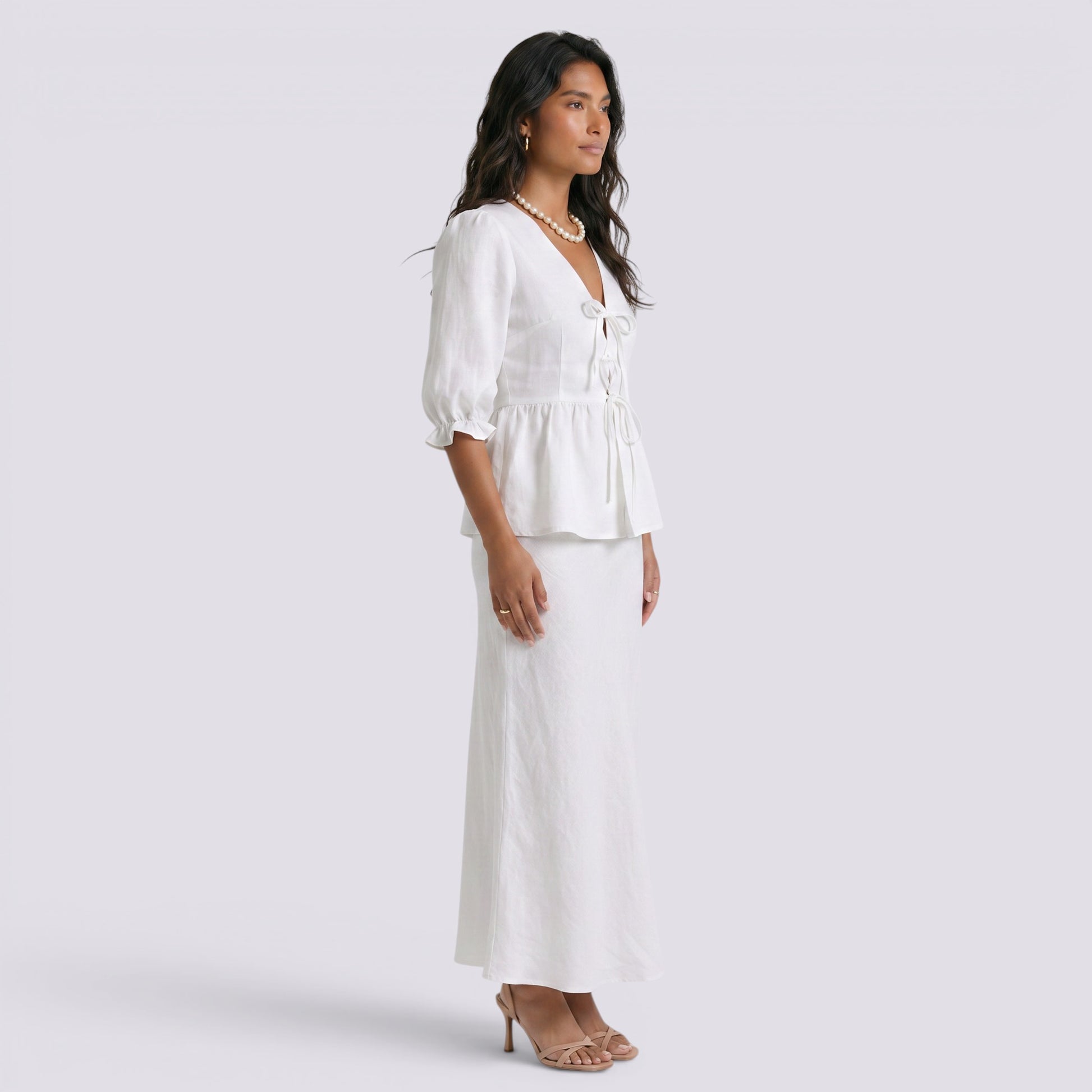 Conjunto Top Cruzado Manga Globo Mujer