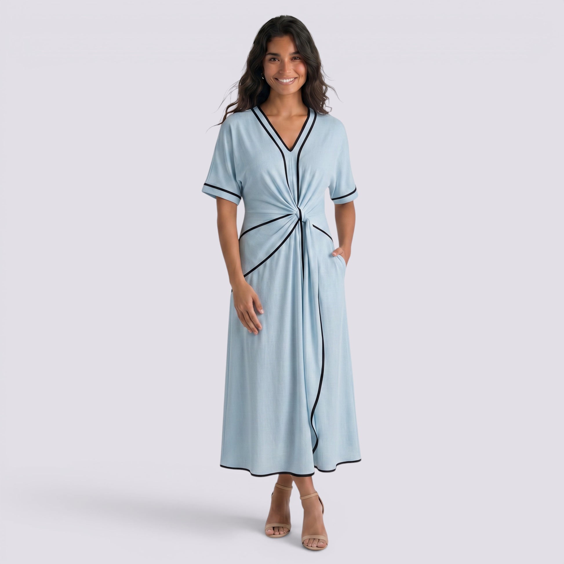 Vestido Largo Mujer Cruzado Estampado Elegante