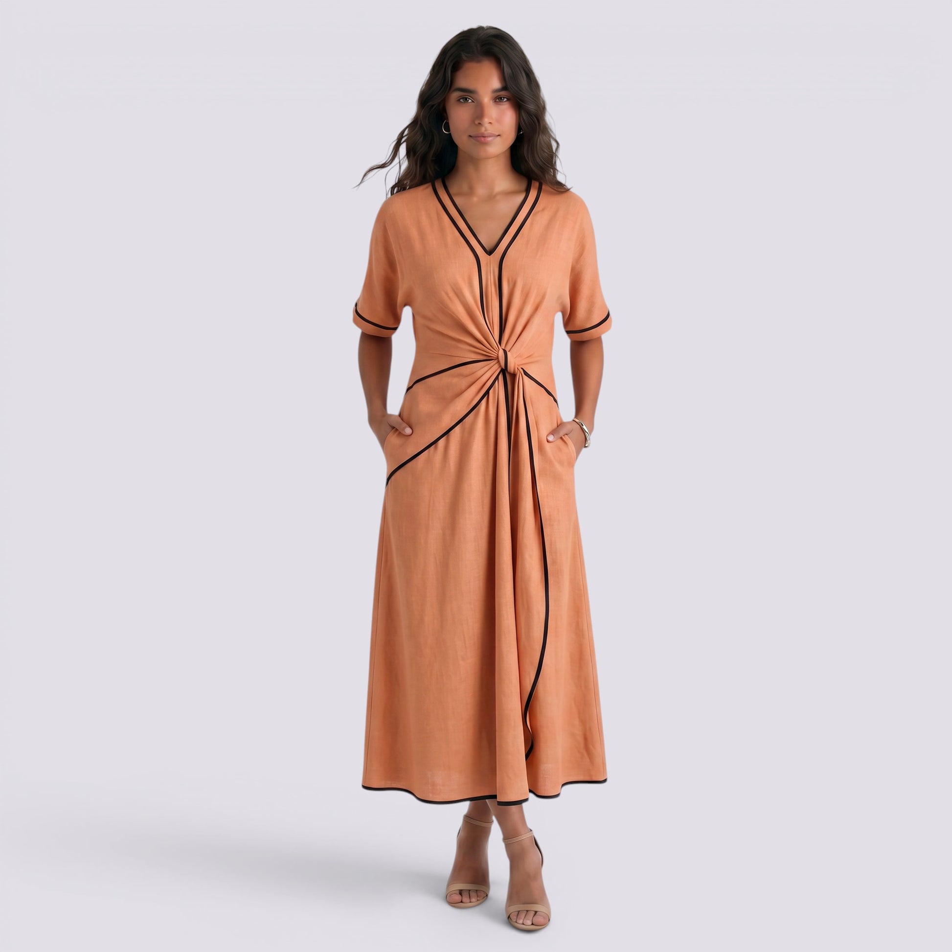 Vestido Largo Mujer Cruzado Estampado Elegante
