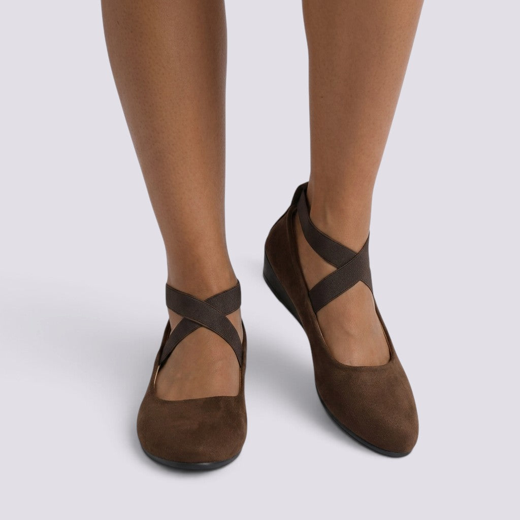 Zapatos Cuña Mujer Punta Fina Tiras Cruzadas