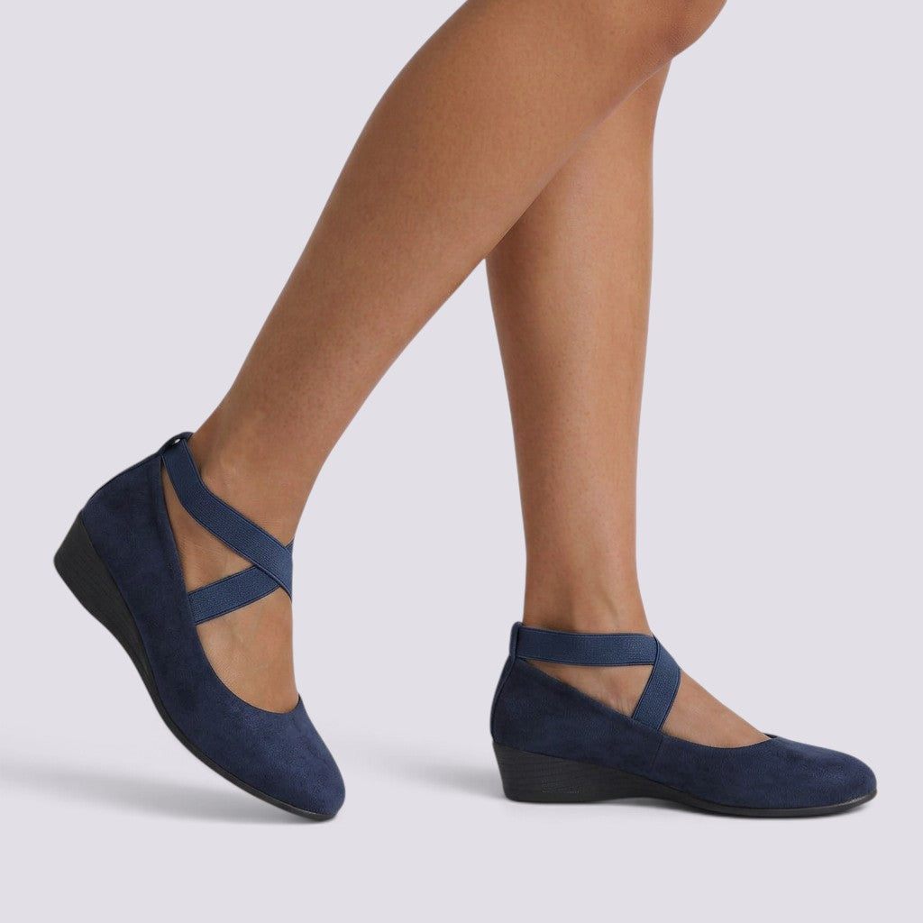 Zapatos Cuña Mujer Punta Fina Tiras Cruzadas