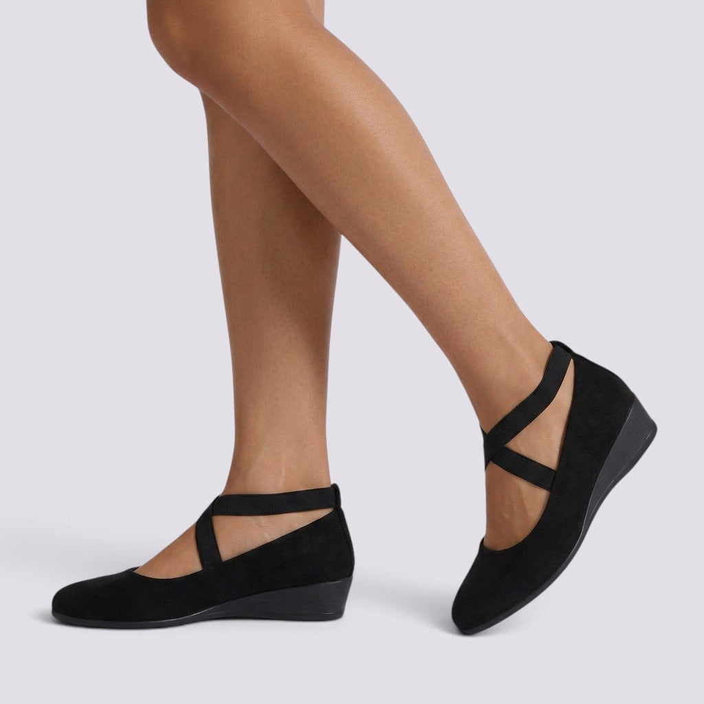 Zapatos Cuña Mujer Punta Fina Tiras Cruzadas
