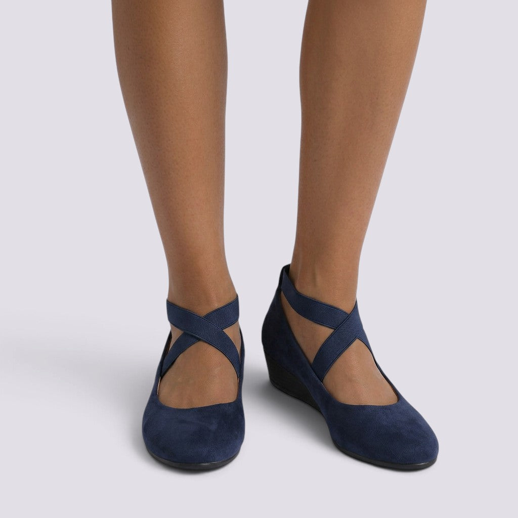 Zapatos Cuña Mujer Punta Fina Tiras Cruzadas
