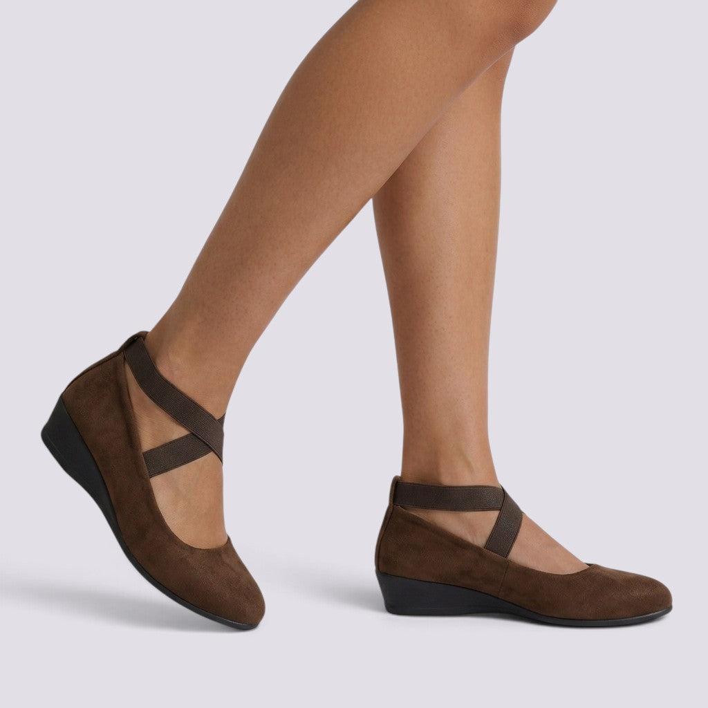 Zapatos Cuña Mujer Punta Fina Tiras Cruzadas