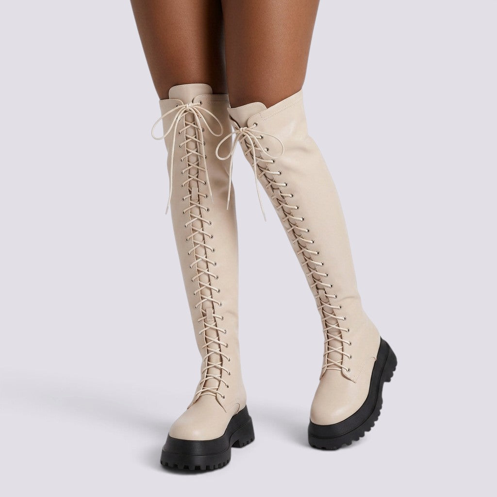 Botines Mujer Plataforma con Cordones