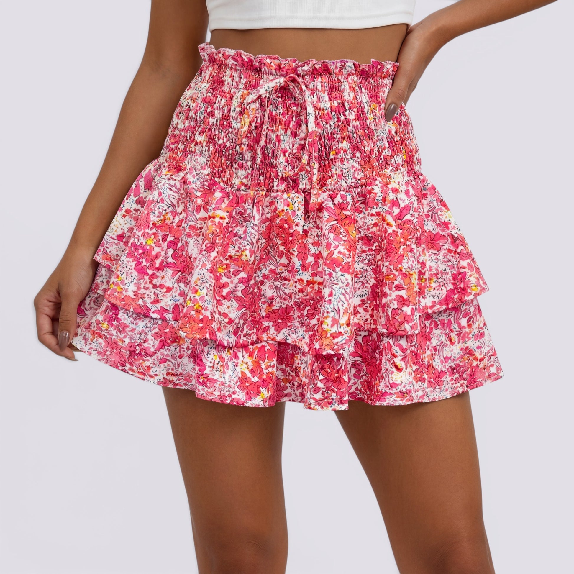 Falda Corta Floral Mujer