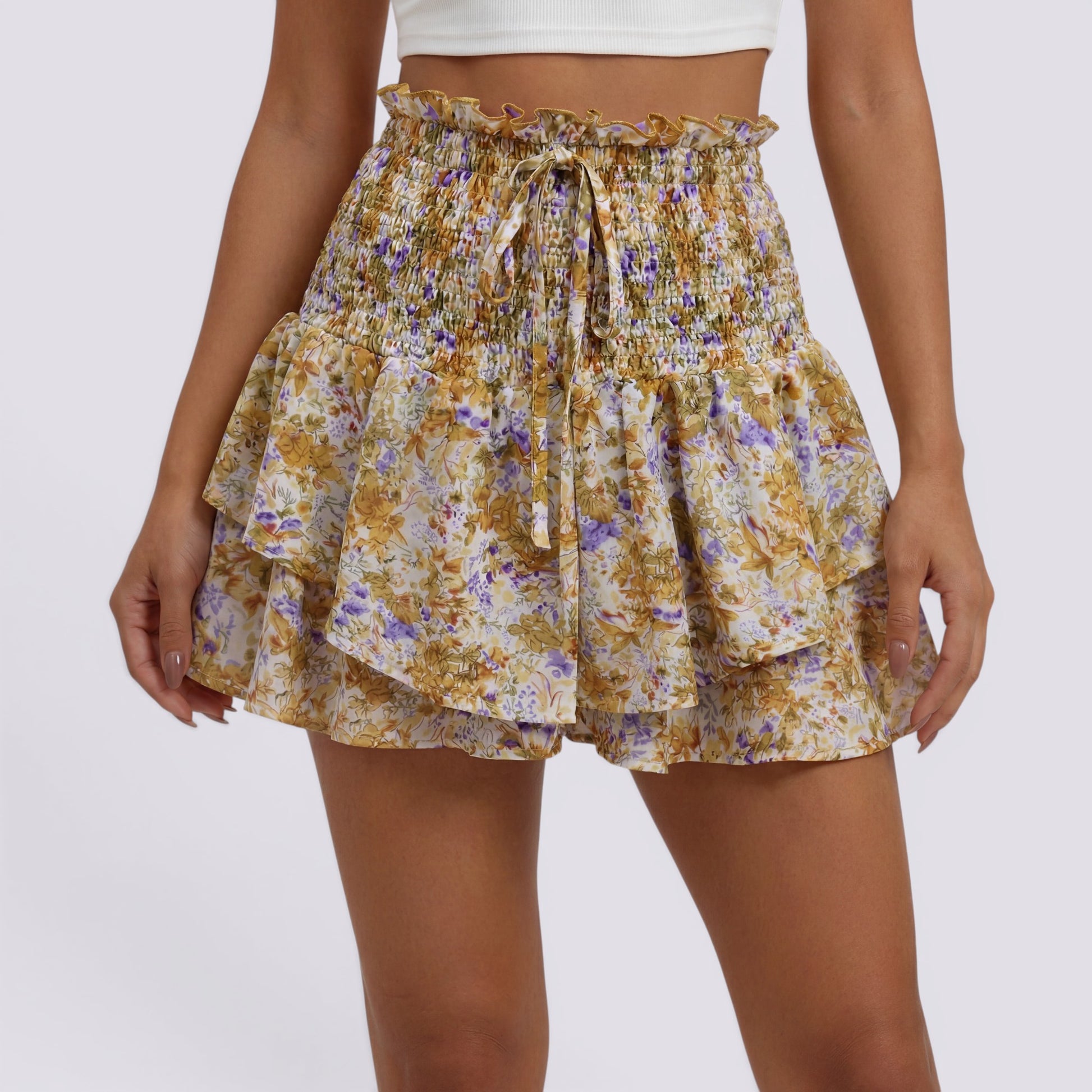 Falda Corta Floral Mujer