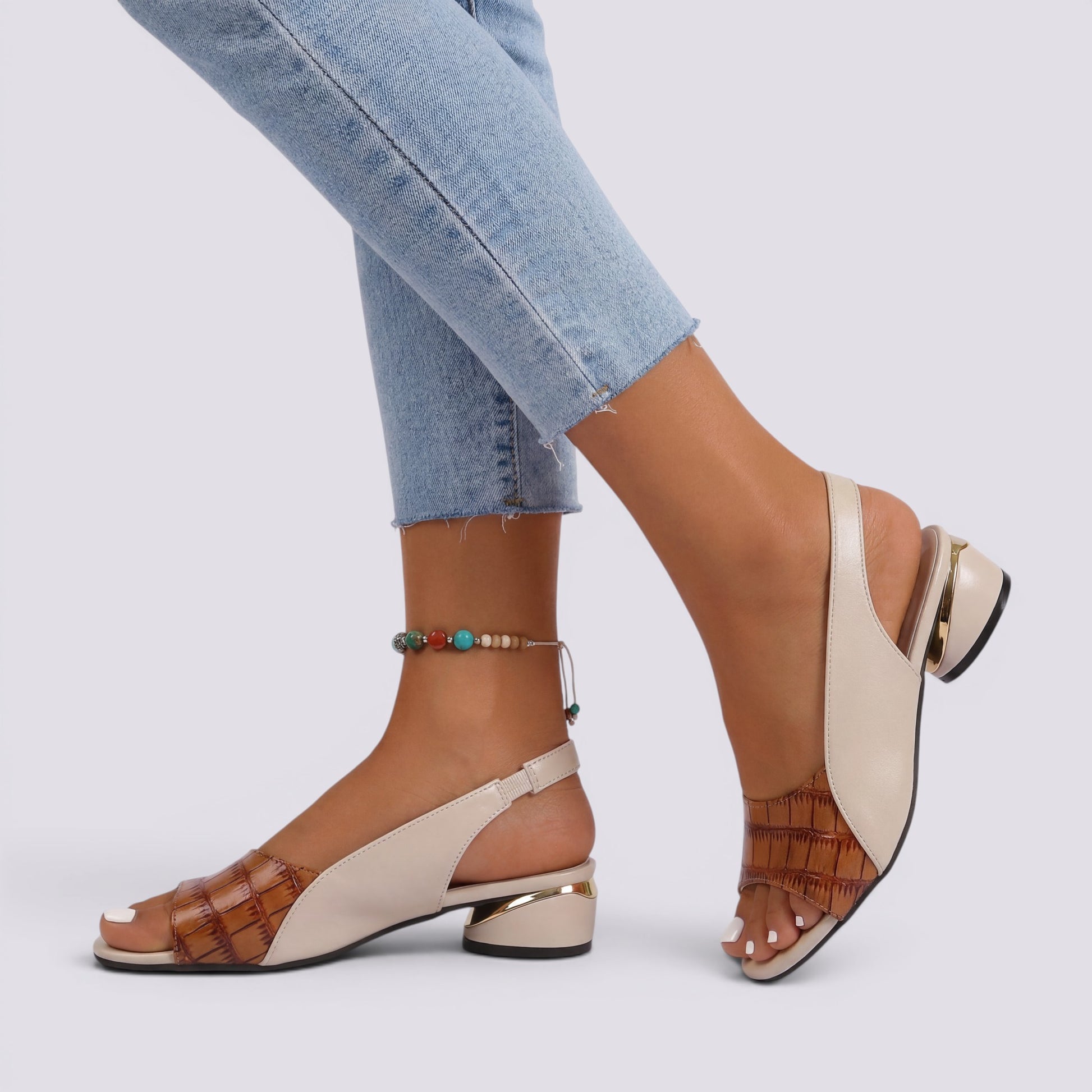 Sandalias Tacón Medio Mujer