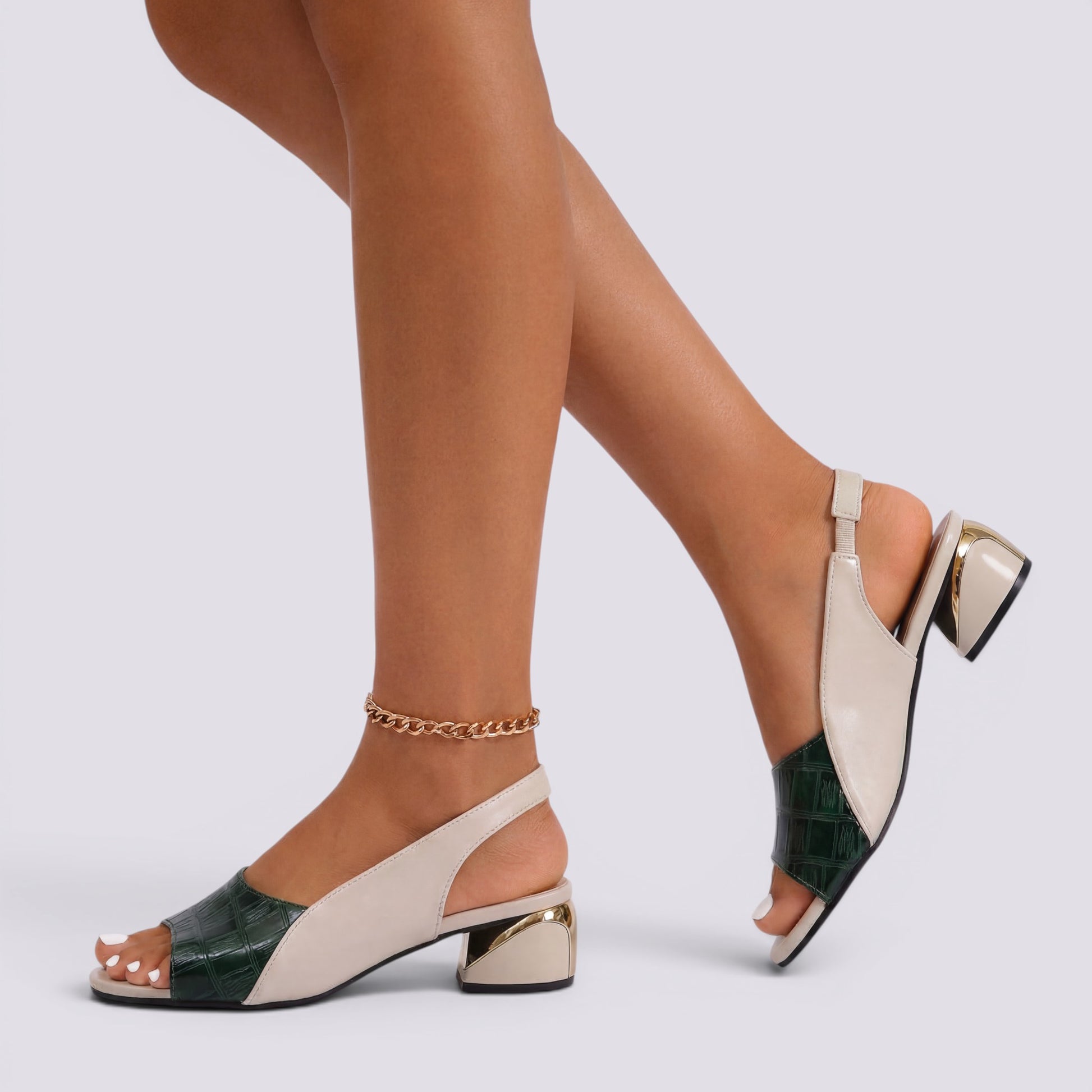 Sandalias Tacón Medio Mujer