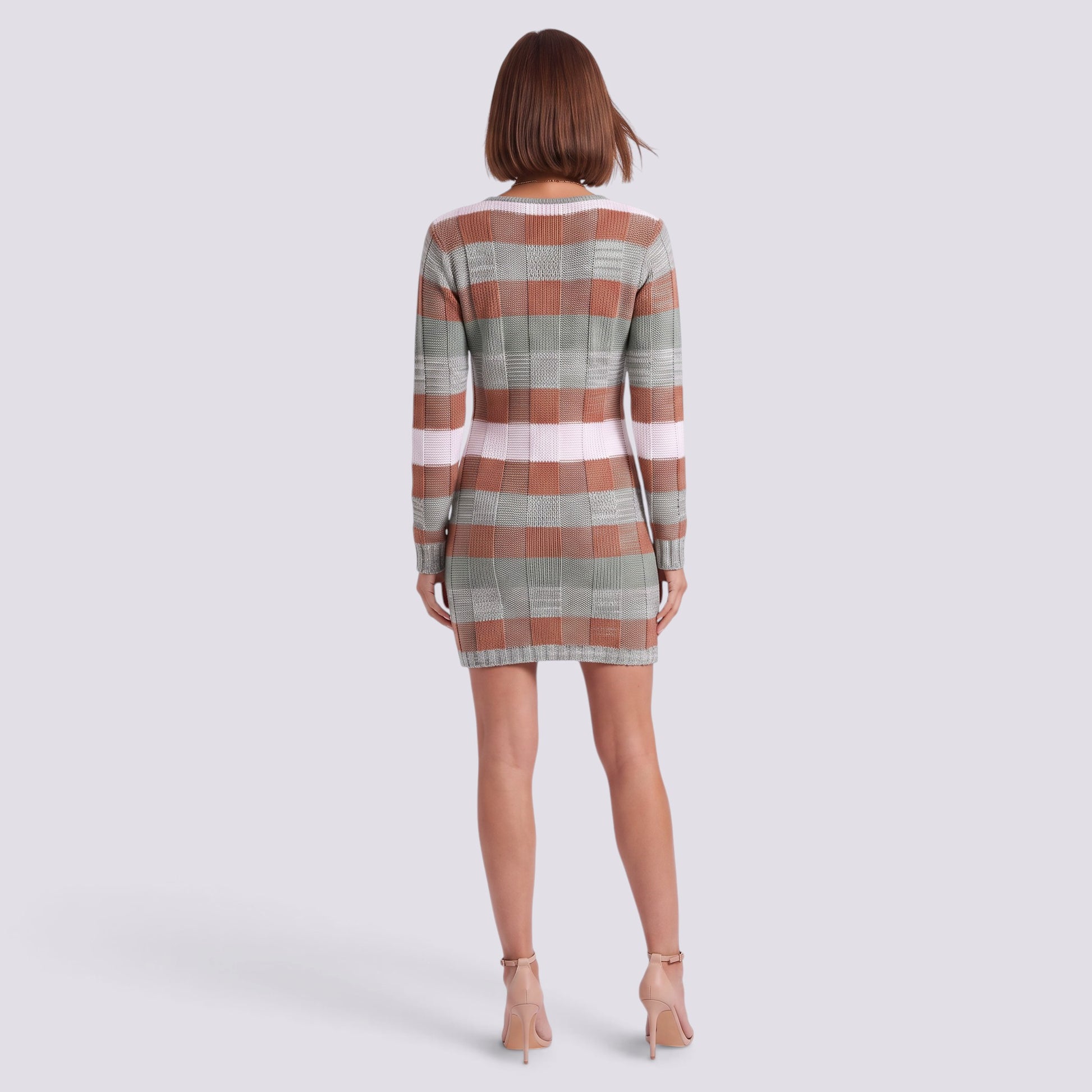Vestido de Punto Mujer Manga Larga Escote V