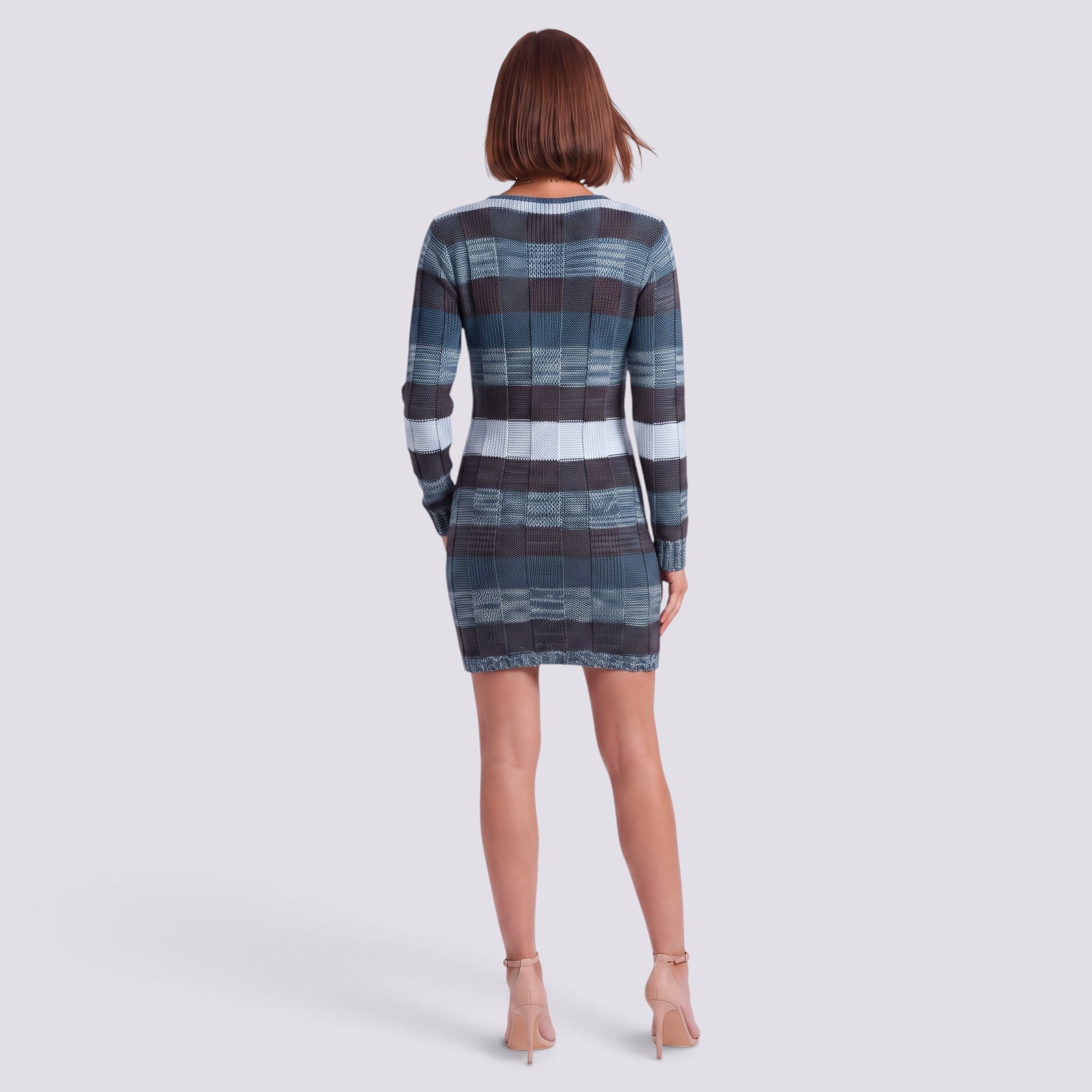 Vestido de Punto Mujer Manga Larga Escote V
