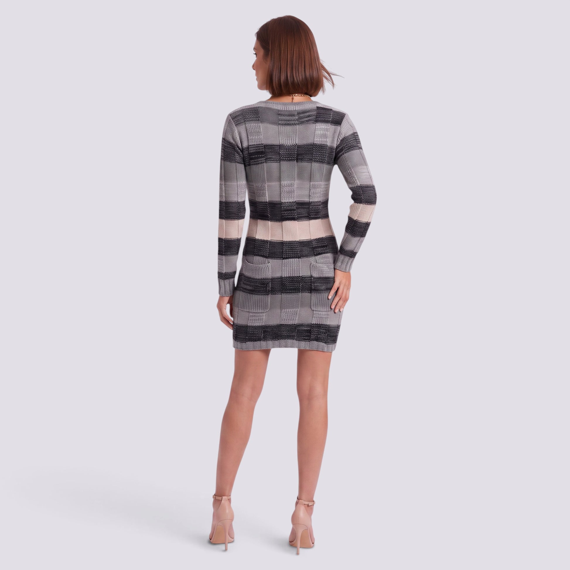Vestido de Punto Mujer Manga Larga Escote V