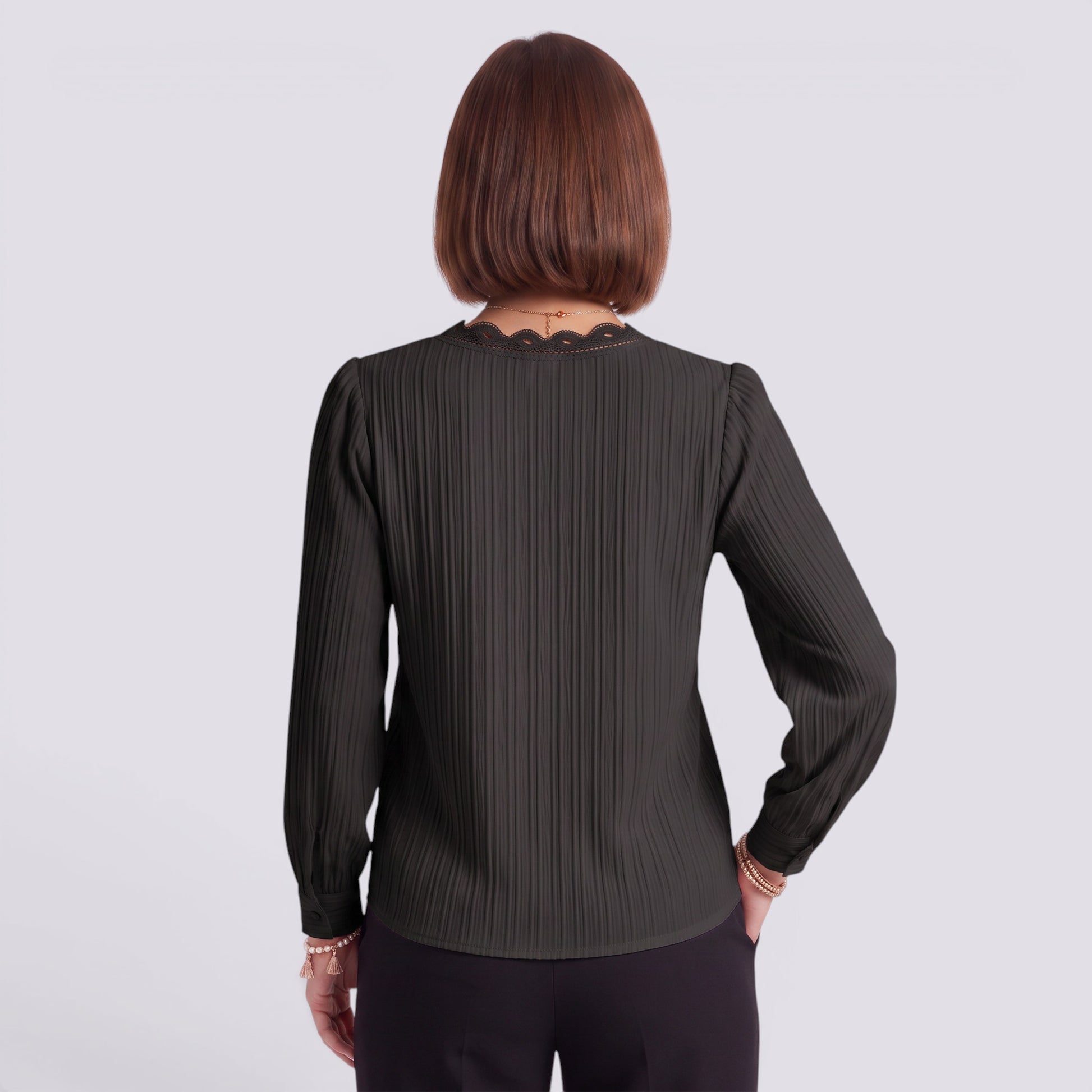 Blusa Mujer Encaje Cuello Pico