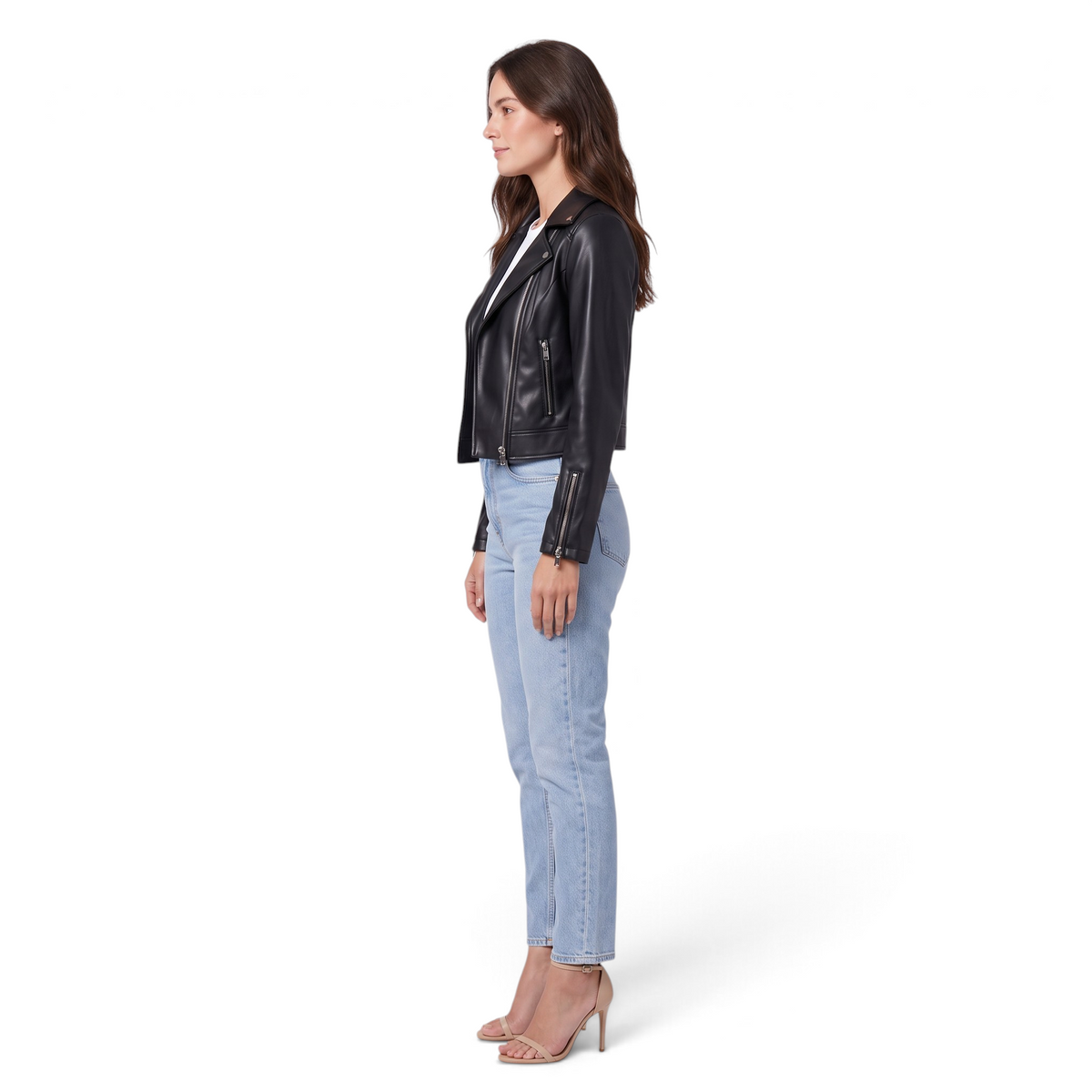 Chaqueta Corta Efecto Piel para Mujer