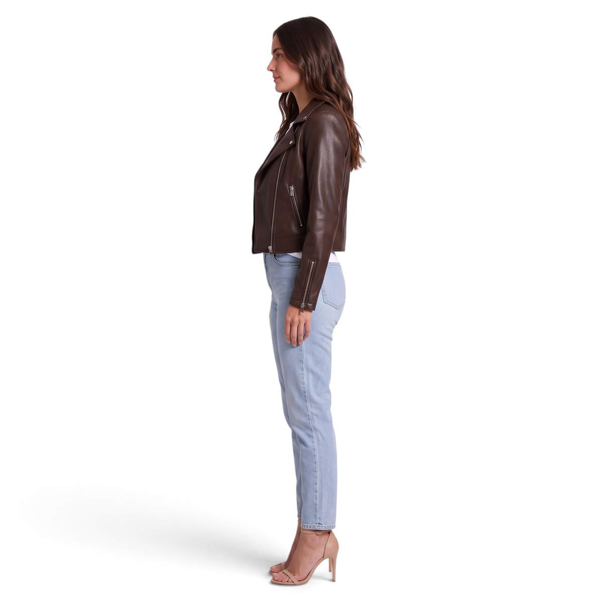 Chaqueta Corta Efecto Piel para Mujer