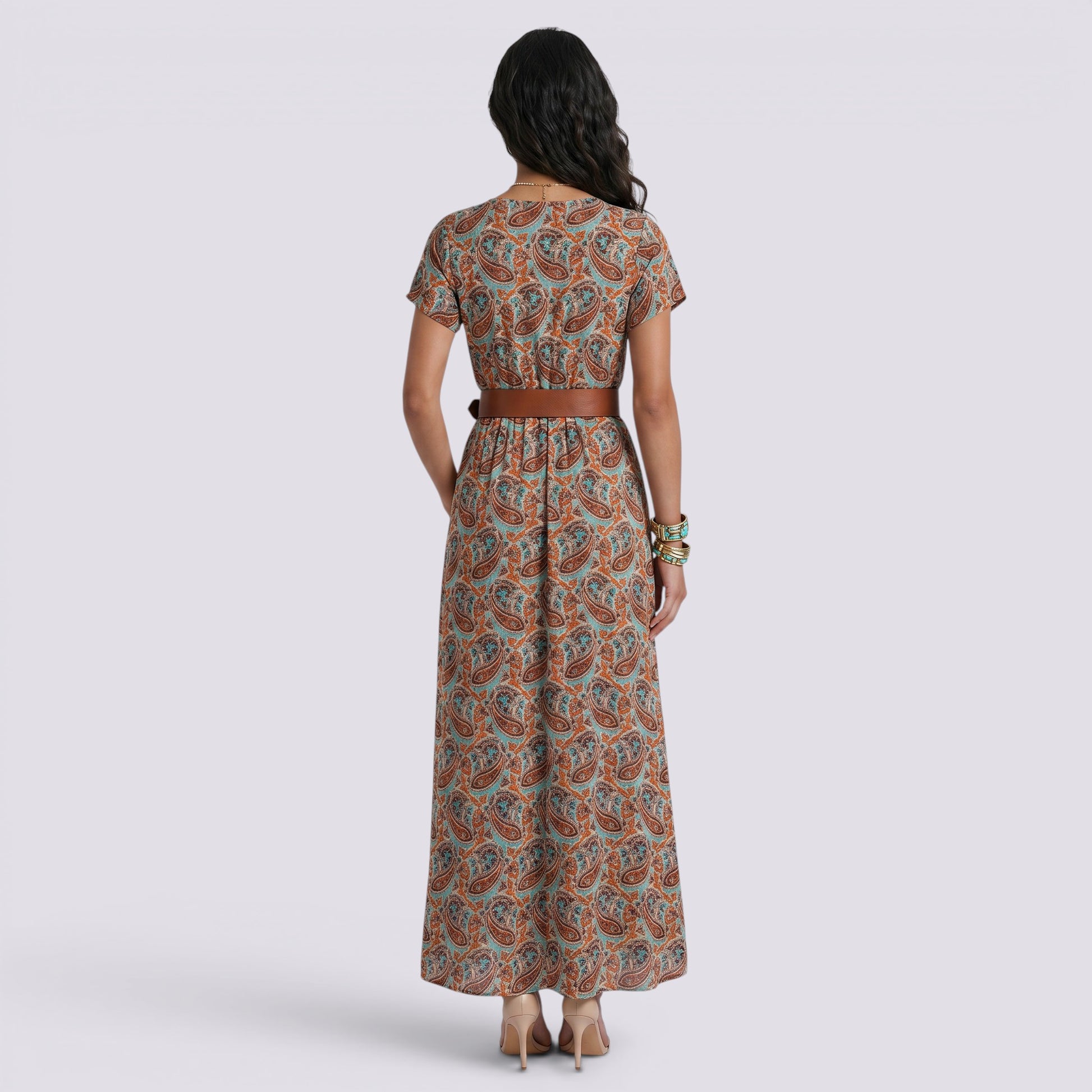 Vestido Midi Mujer Estampado Volantes Sin Mangas Verano