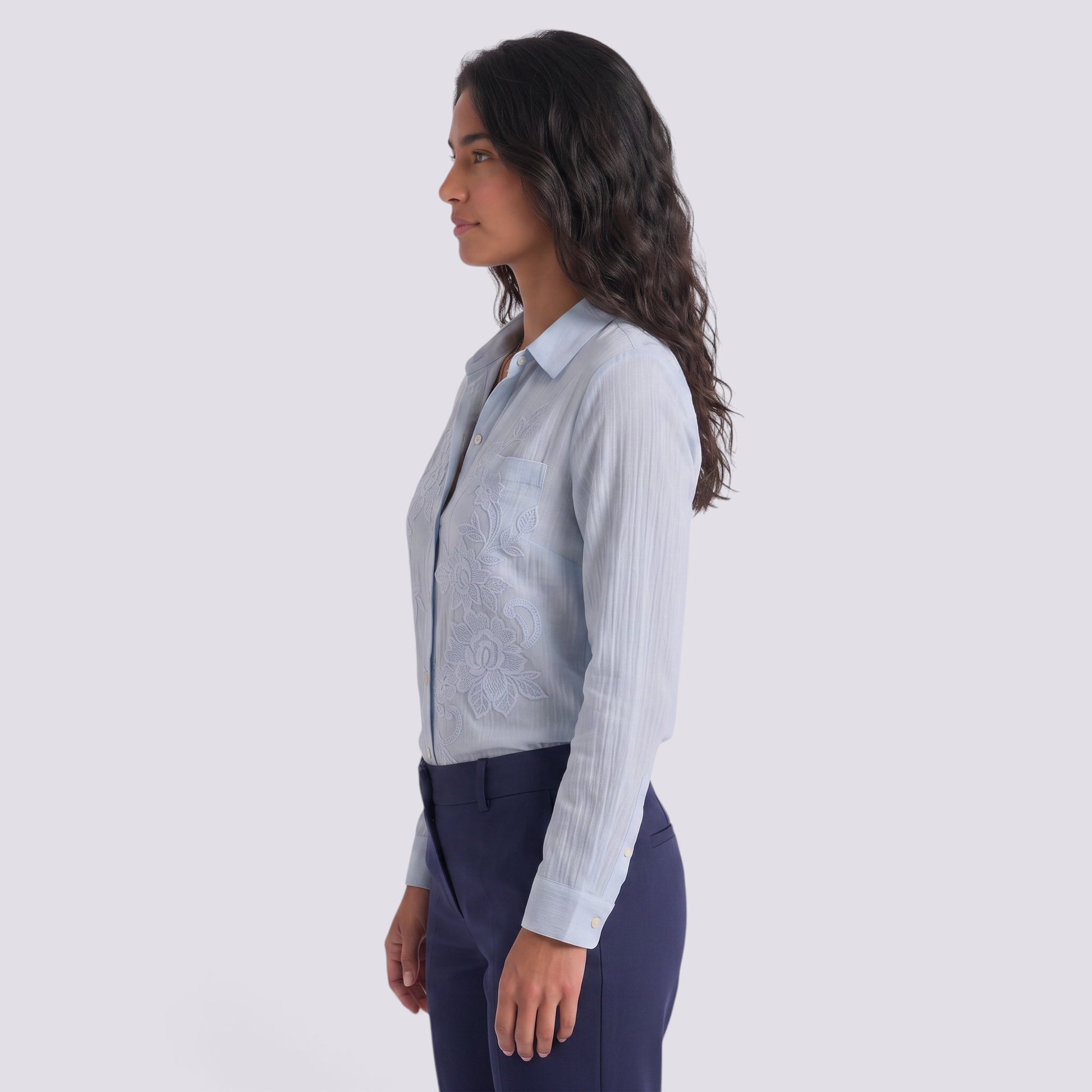 Camisa Mujer Estampada Manga Larga Cuello Solapa
