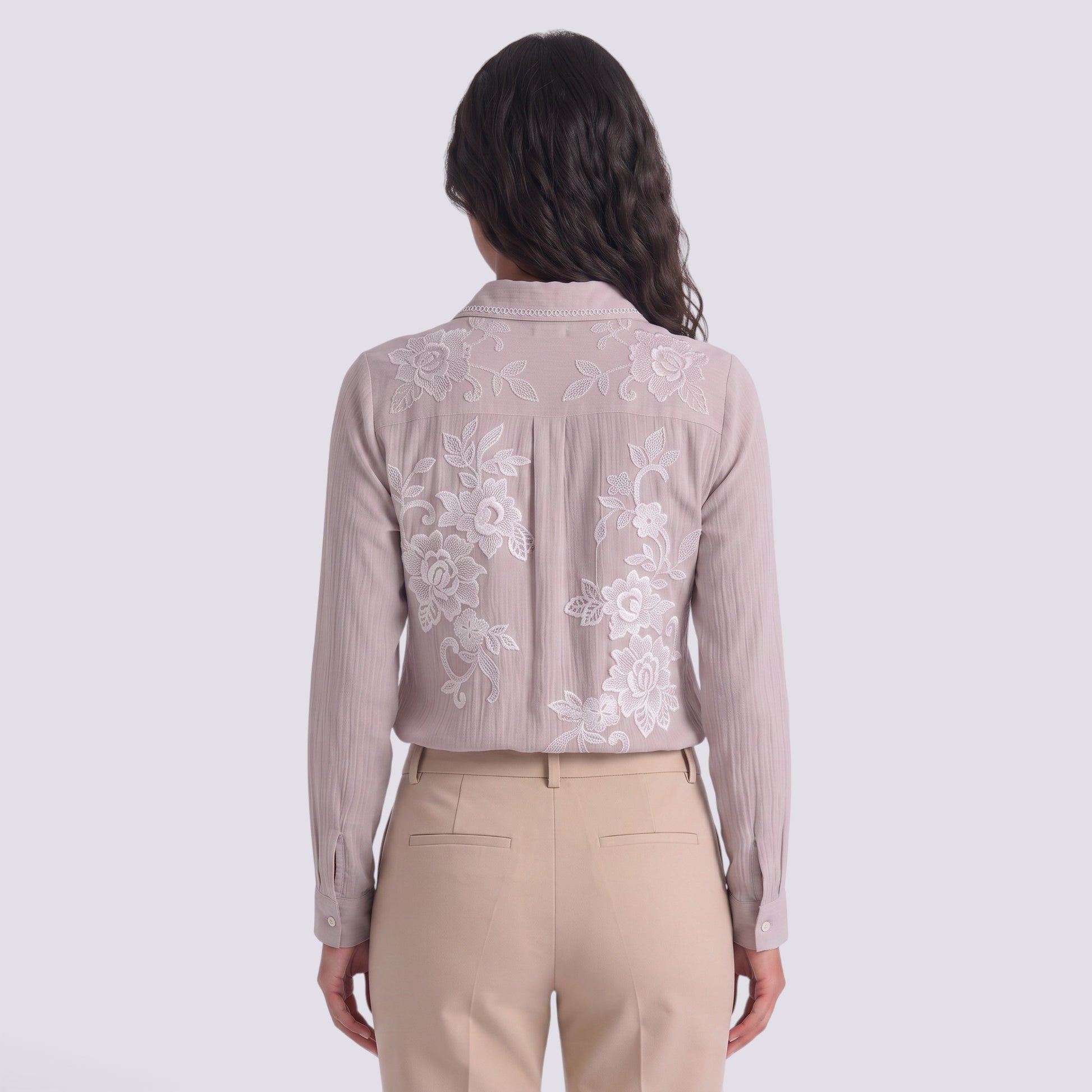 Camisa Mujer Estampada Manga Larga Cuello Solapa