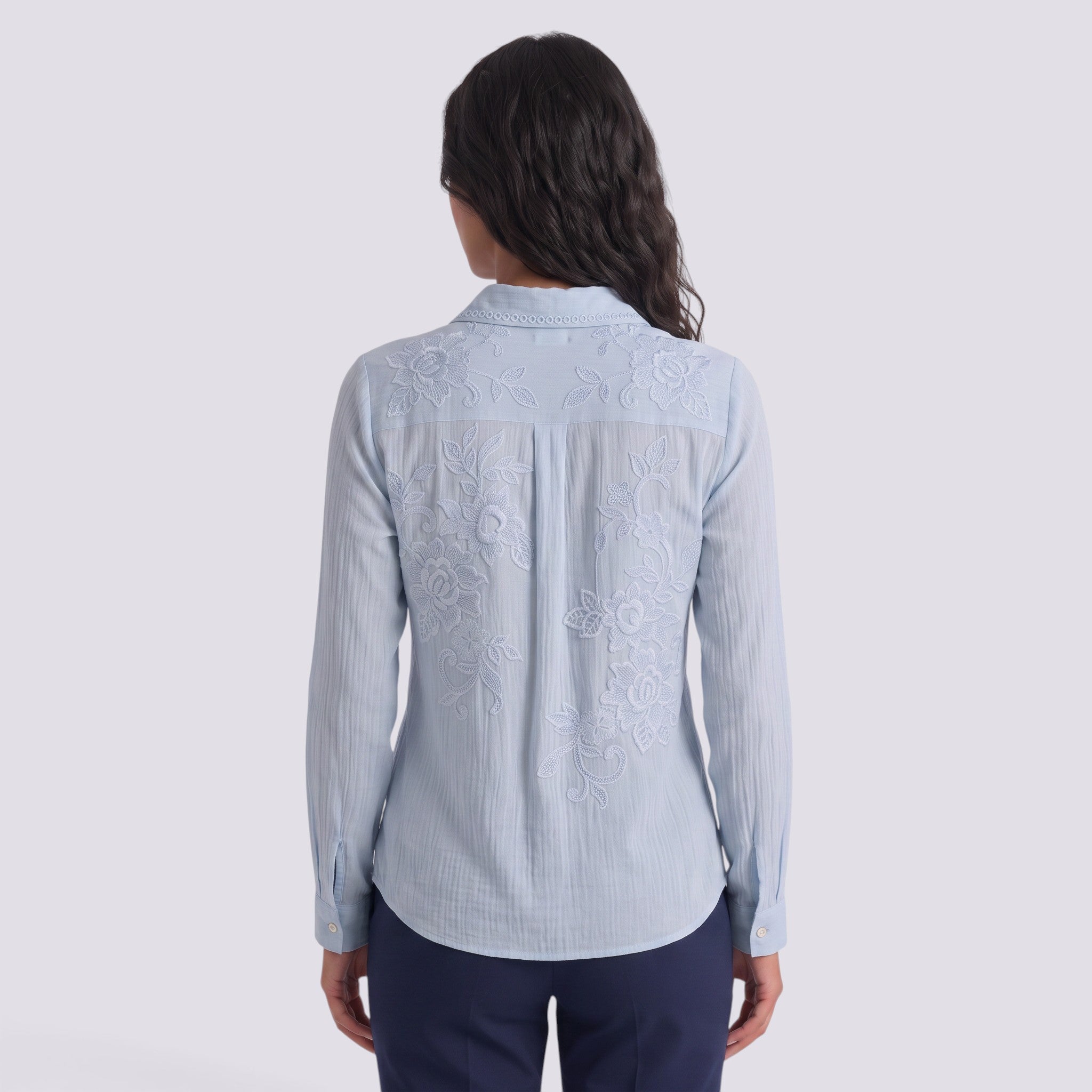 Camisa Mujer Estampada Manga Larga Cuello Solapa