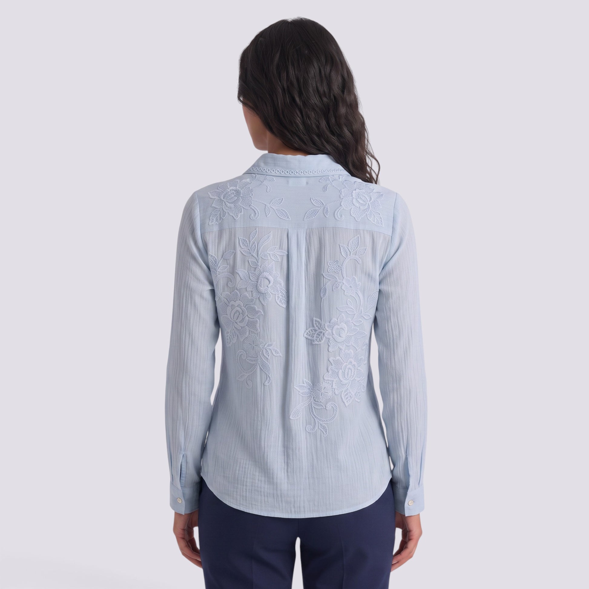 Camisa Mujer Estampada Manga Larga Cuello Solapa