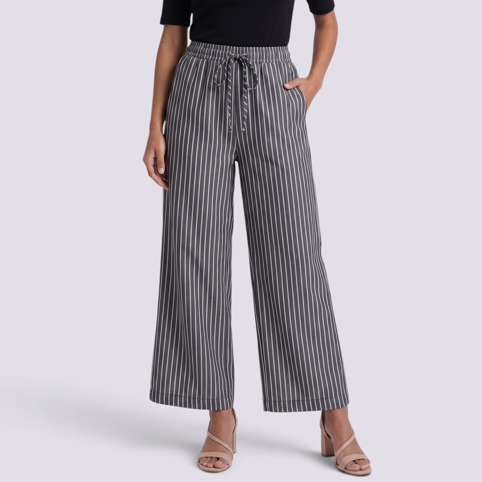 Pantalón Ancho Mujer a Rayas Casual